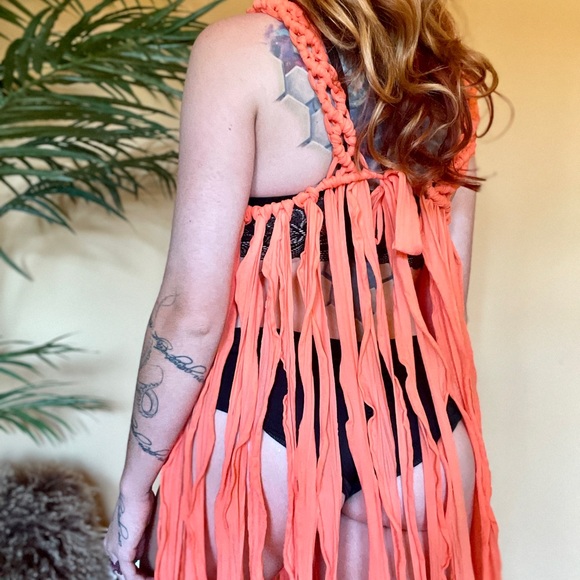 High End Handmade Cover Up Dress Coral - Picture 11 of 16